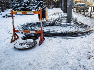 repair of underground communications, winter city cable laying