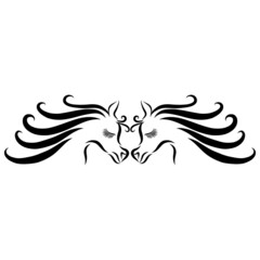 romantic couple in love horse head black color with wavy mane