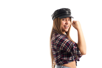 Stylish woman in trendy outfit