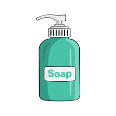 Liquid soap bottle. Cartoon. Vector illustration