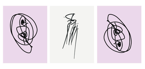 Modern geometric trendy set of abstract aesthetic minimalist hand drawn contemporary posters. Scandinavian Style. abstract and geometric elements. Modern art ideal for wall decoration, interior poster