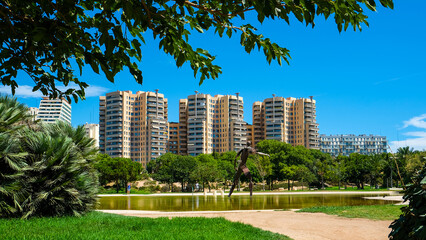 View of the Turia Gardens in Valencia