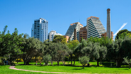 Fototapeta na wymiar View of the Turia Gardens in Valencia