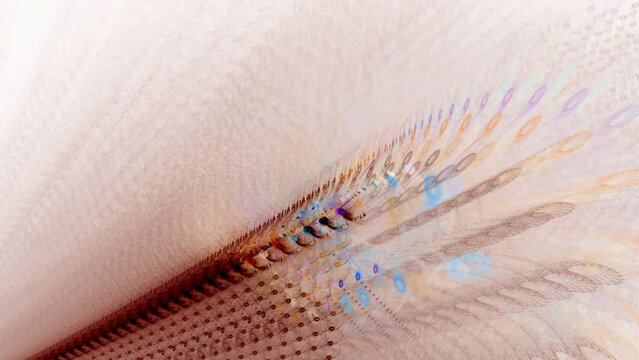 Digital Holographic Dance. Lovely video background VJ. Multicolored intersecting stripes weave into fancy patter