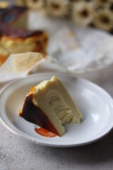 Piece of Pudding on a bowl. Healthy food. homemade food