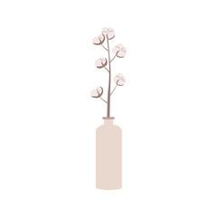 cotton branch in a beige vase