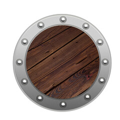 wood steel frame vintage shield isolated