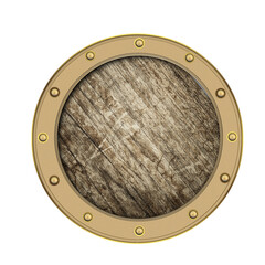 wood steel frame vintage shield isolated