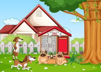 Obraz na płótnie Canvas Many dogs drinking wine at home