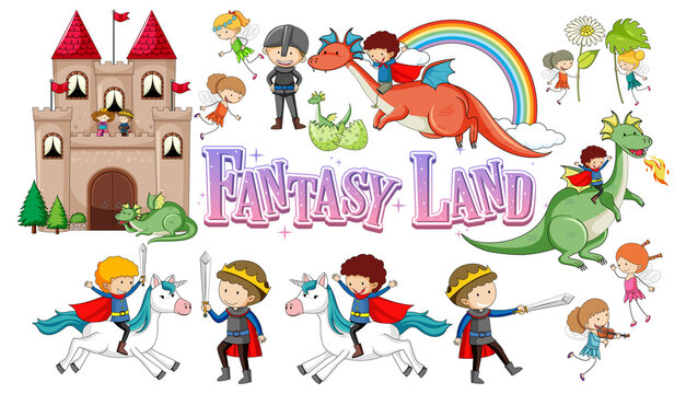 Set of fairy tale cartoon characters