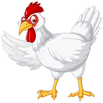 A white chicken cartoon character