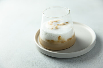 Homemade coffee drink with milk foam