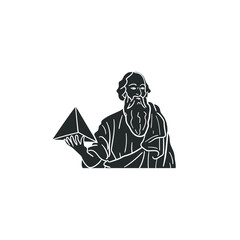 Pythagoras Icon Silhouette Illustration. Mathematician Greek Historic Vector Graphic Pictogram Symbol Clip Art. Doodle Sketch Black Sign. - obrazy, fototapety, plakaty