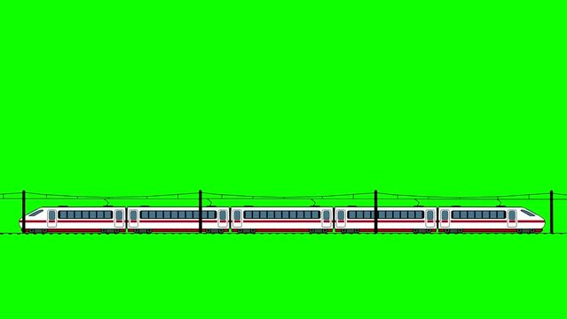 Animation with a train on the green background (seamless loop)