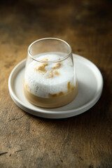 Homemade coffee drink with milk foam