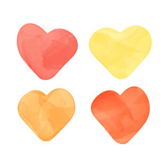 Watercolor hearts vector set