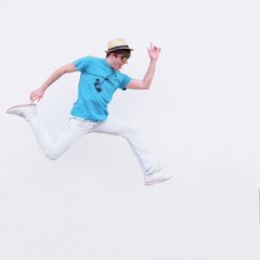 YOUNG BOY JUMPING FROM JOY 