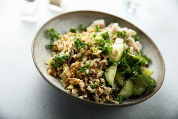 Healthy quinoa bowl with chicken