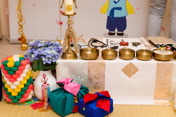 morning table for the first birthday of a Korean child