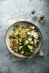 Healthy quinoa bowl with chicken