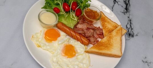 American Breakfast, Caesar Salads, and Mixed Dishes