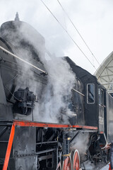 old retro steam train close up