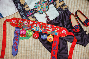 traditional korean clothes on korean child's birthday celebration asyandi