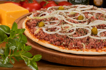 detalhe close pizza pizzaria entrega domicilio delivery comida calabresa  