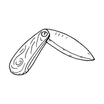 Jackknife sketch drawing. Vector illustration of a knife.
