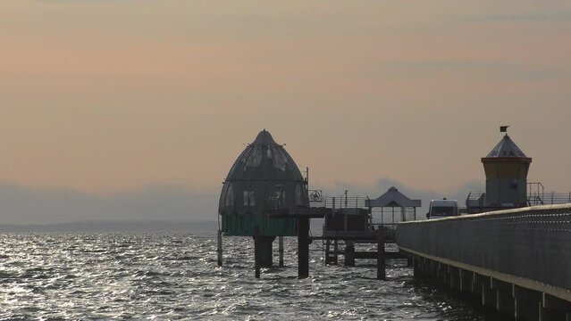 at the end of the pier of Gr&ouml;mitz there is the diving gondola