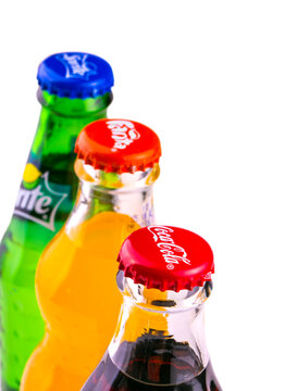 Coca Cola, Sprite and Fanta cans isolated on white background
