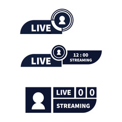 set of black live streaming icon or live broadcasting online concepts elegant and simple