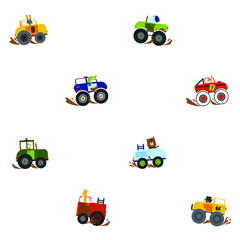 colored cars, vector flat pattern