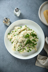 Traditional Italian risotto with green pea
