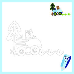 Coloring pages for children. Children's puzzles. colored car