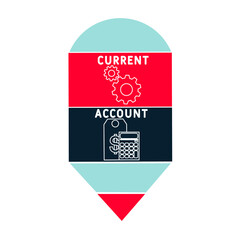 CA - Current Account acronym. business concept background.  vector illustration concept with keywords and icons. lettering illustration with icons for web banner, flyer, landing pag