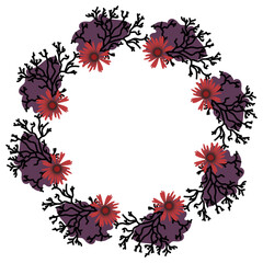 Vector flower wreath composition. Floral frame for greeting, invitation, postcard design.
