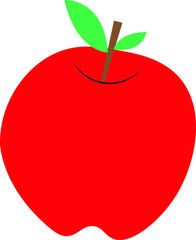 Red apple fruit, with two green leaves, icon vector, illustration, image, template.