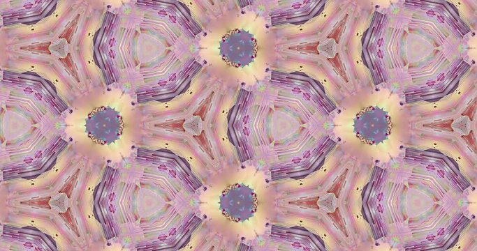 Soft colours kaleidoscope mooving pattern. Mandala relaxing background video.