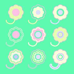 Set of flower in line art style