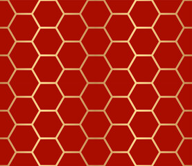 Golden seamless pattern on a red background