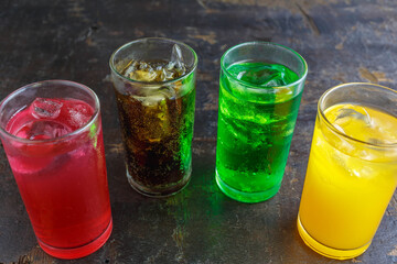 Category soft drink in a glass with ice