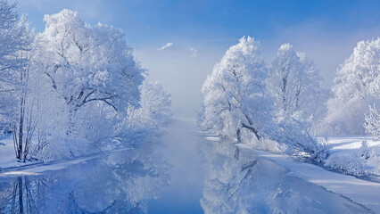 Winter_Trees_River Reflection_Silver Wrapped