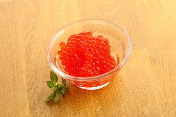 Red caviar in the bowl