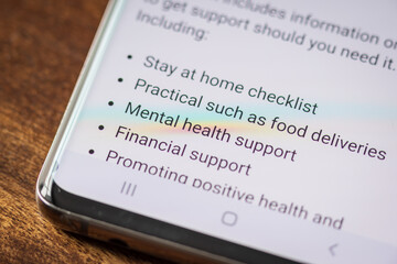 Covid 19 email notification on smartphone screen in england UK