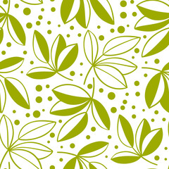 Monochrome seamless pattern with leaves.