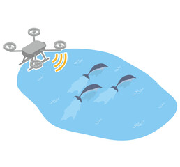 イルカなど海の生物の調査をするドローン