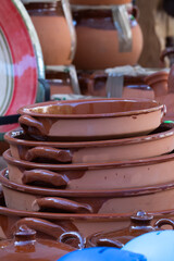 Rustic handmade ceramic clay brown terracotta cups