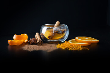 Orange tea with cinnamon, cloves and anis