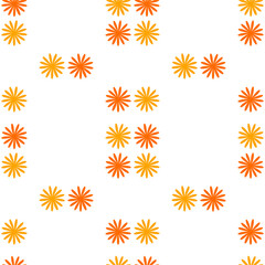 Seamless abstract floral pattern. Orange, yellow, white. Vector illustration. Botanical texture. Flowers ornament. Design for textile fabrics, wrapping paper, background, wallpaper, cover.